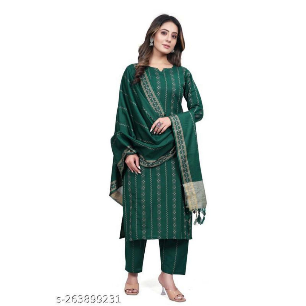 (Ready Stock) New Designer Ready Made Cotton Dress With Pant &Dupatta Set For Women'S (Delivery Within 3-5 Days)