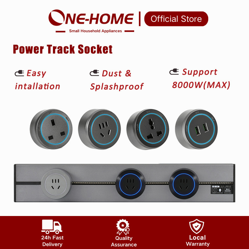 ONEHOME Power Track Socket Switch Power Line Power Rail and Power Track Socket Adapter Flat Pin With LED Light Socket