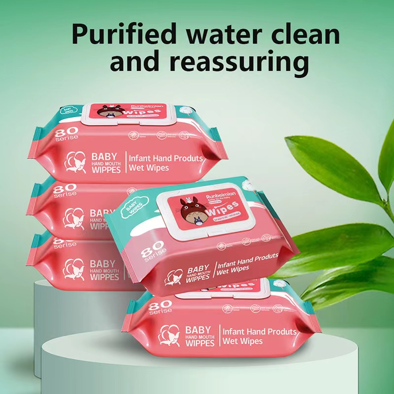 🍁READY STOCK🍁5-10 PACKS RUNBEIMIAN NON ALCOHOL BABY WIPES / BABY WET TISSUE ANTI BACTERIAL WET TISSUE / TISU BASAH BAYI