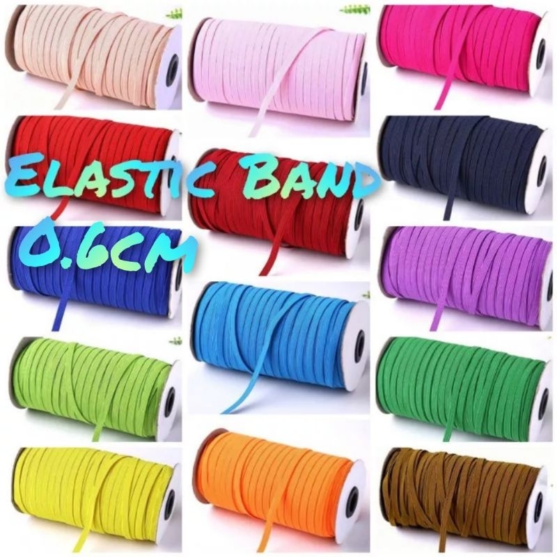 70103 Colorful ELASTIC BAND 6mm/0.6cm. High Elastic Flat Rubber Mask Extender Sewing Cord Accessories DIY 0.6 cm