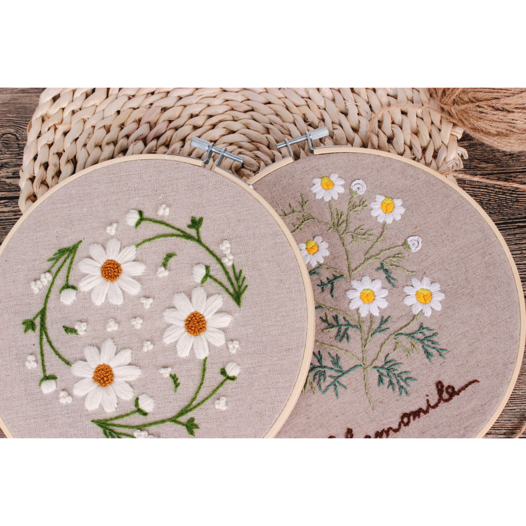Embroidery Kit /DIY/ Flower Series Embroidery Needlework/Hand Embroidery/Beginner Embroidery/Set Sulaman/菊花系列刺绣材料包