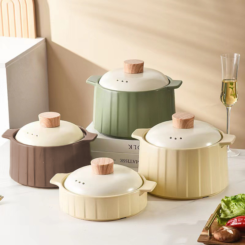 Nordic Ceramic Casserole Pot Claypot Soup Pot Household Kitchenware Cookware 北欧风砂锅汤煲 - VIXORA