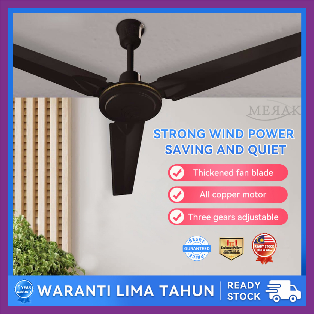 56" Ceiling Fan Iron Fan Leaf Home Living Room Dining Room Dormitory Mute Big Wind Industrial Fan Kipas Siling 吊扇 G26