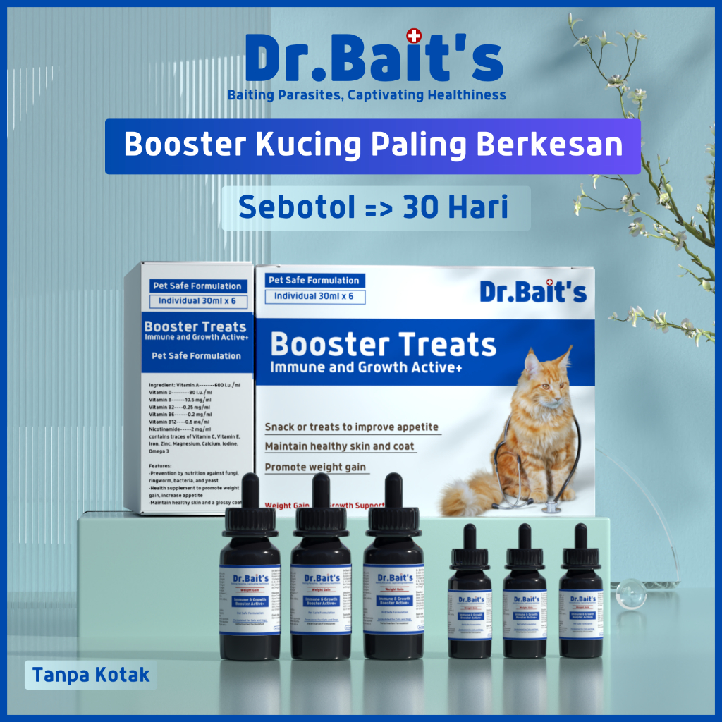 Dr. Baits Pet Immune & Growth Booster Treats Active+ Kucing Selera Makan | Kucing Gemuk | Tambah Susu | Lebat Bulu