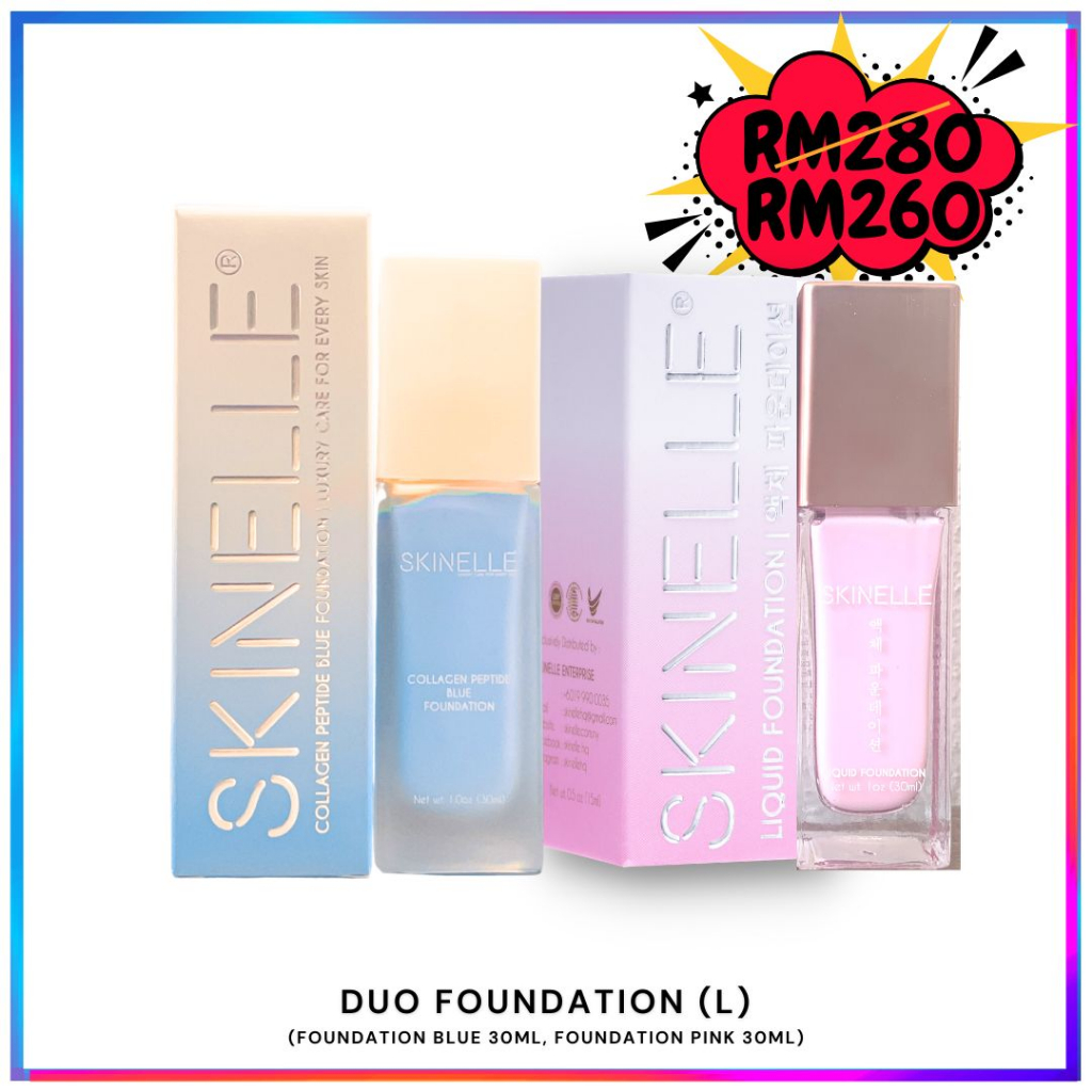 Skinelle HQ Pink Blue Foundation Korea Puteri Sarah Liyana Viral Melembutkan Kulit serum