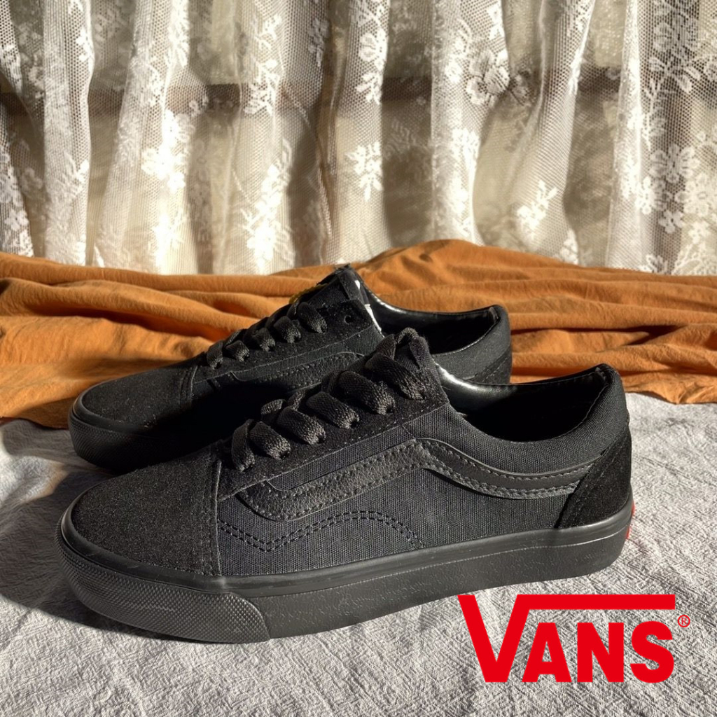 【freeshipping】Vans Old Skool shoes Men Women canvas shoe Black school shoes Sepatu sekolah hitam