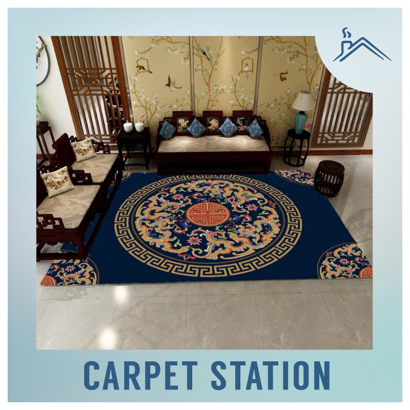 Karpet Velvet Modern Chinese Home Decoration Rugs Antique Luxury Art Hiasan Ruang Tamu Alas Kaki Carpet Besar Murah