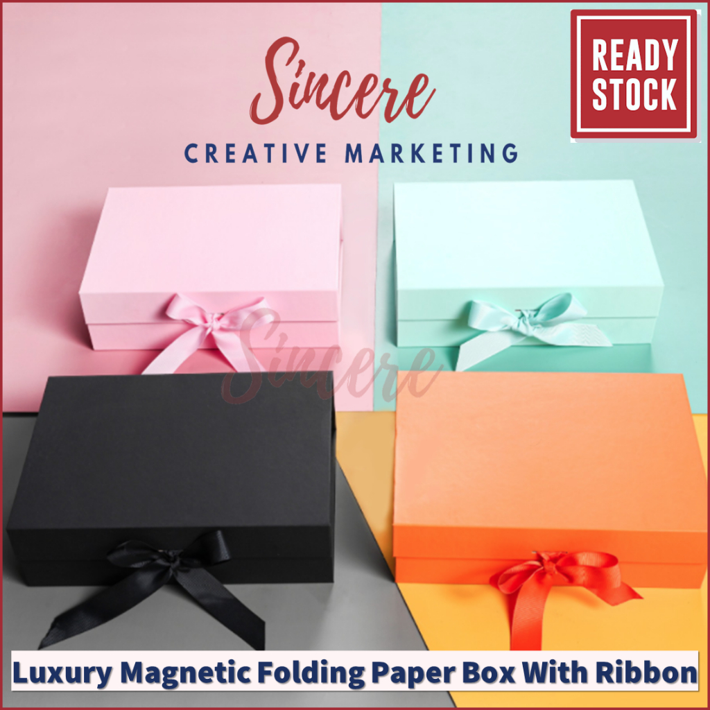 Luxury Magnetic Folding Gift Box With Ribbon (Ready Stock)