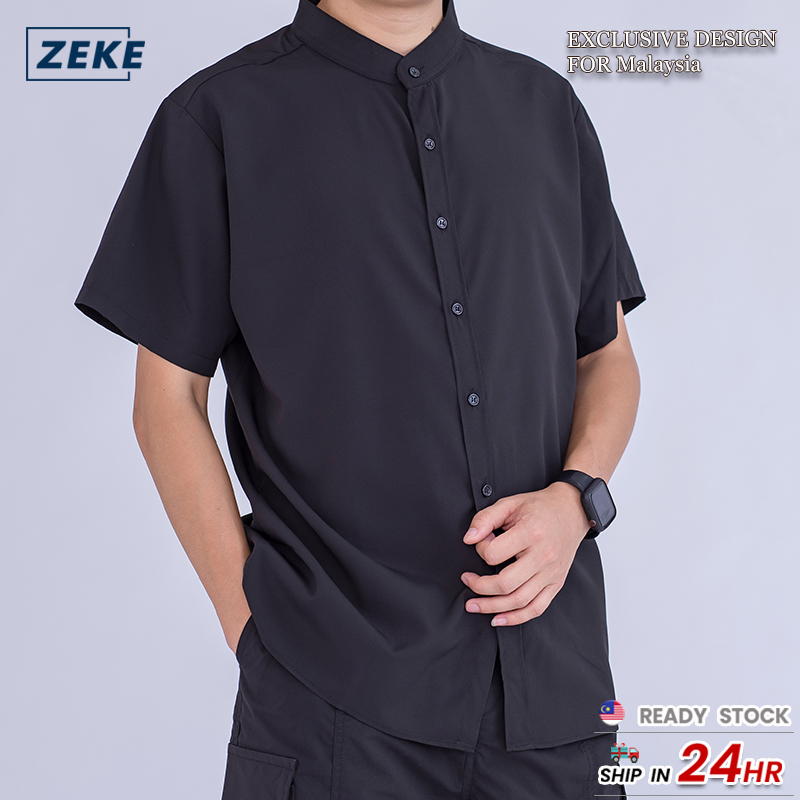 ZEKE A0009 Men Casual Shirt Baju Kemeja lelaki short Sleeve Buttons Up Loose Korean Men Shirt Plain