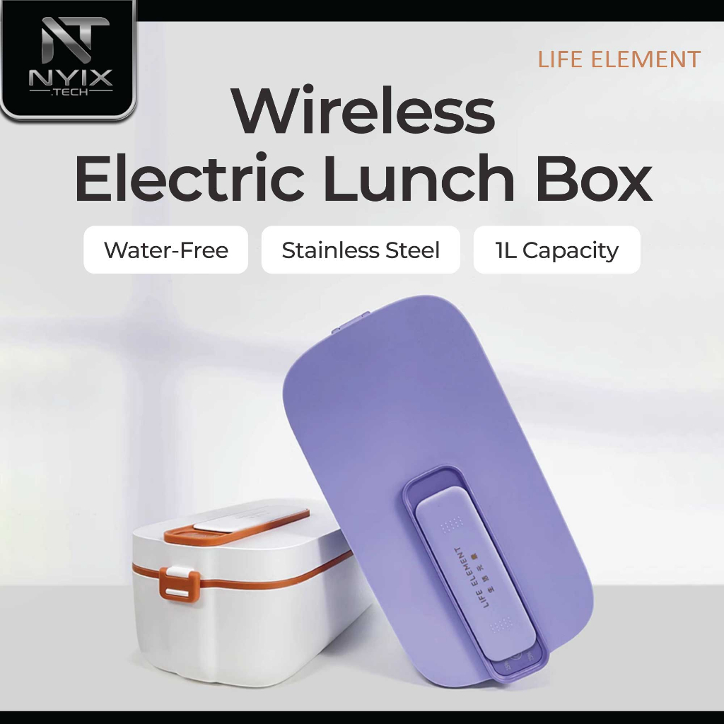 Wireless Electric Lunch Box 1L Charging Stainless Steel Water-Free Food Warmer Heating Portable Rechargeable Lunchbox