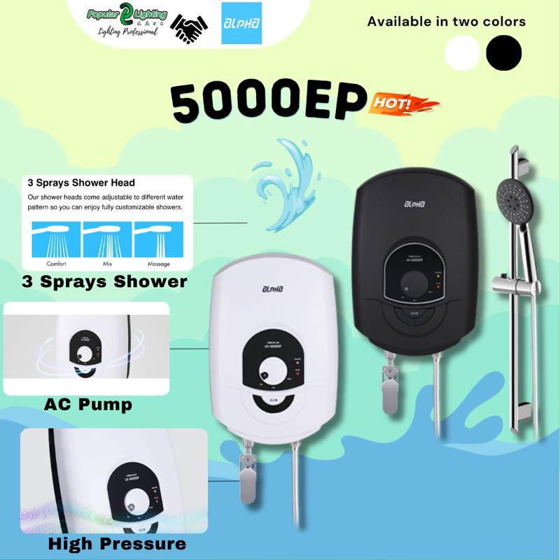 ?Free Shipping Alpha Water Heater Alpha 5000EP with AC Pump pemanas air elektrik bilik mandi pump 热水器
