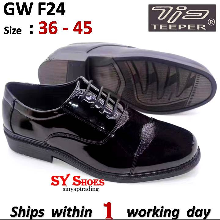 (SY Shoes) (36-45) Kasut Kilat Potong PU Leather Untuk Badan Beruniform Kadet Polis Pengkap KRS/Pekerja Awam (GW F24)
