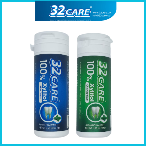 32CARE ® Xylitol Mint Chewing Gum & Candy Sugar Free - Freshens Breath and Promotes Dental Health