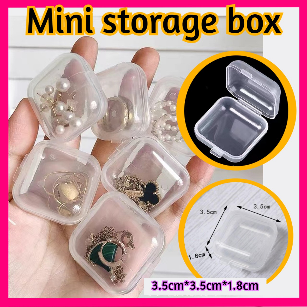 Sila Order 10pcs keatas Portable Mini casing Organizer Transparent Storage Jewelry Accessories Plastic Case bekas kecil