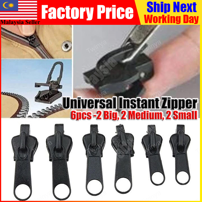 6Pcs Instant Zipper Universal Fix Zipper Repair Kit Replacement Zip No Sewing