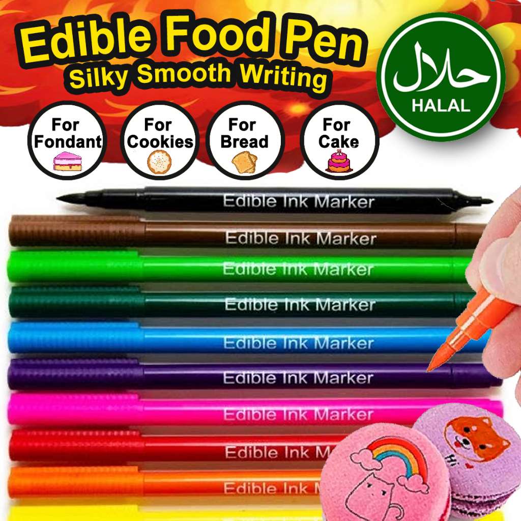 Halal Certified Food Grade Edible Marker Pen Cake Pen Baking Pen Cake Coloring Food Marker Cake Pen 清真色素烘焙笔