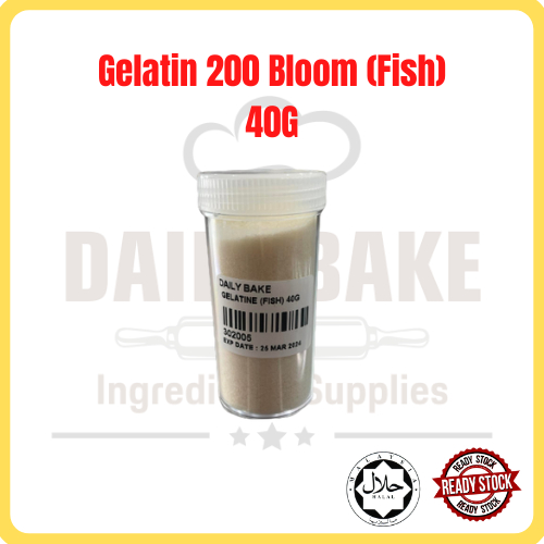 Gelatin Powder 200 Bloom Fish/Serbuk Gelatin 200 Bloom Ikan/吉利丁粉200 Bloom 鱼/明胶/Mousse/慕斯/Cake/Kek/蛋糕/Dessert