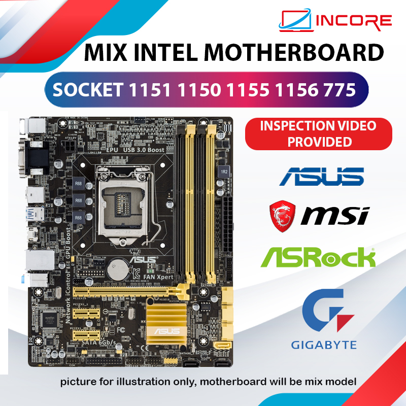 Mix Brand Socket 1155 1150 1156 1151 Motherboard H55 H61 B75 H77 Z77 H81 B85 H110 B150 Intel Mobo Mainboard