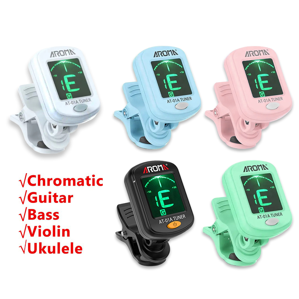 AROMA (AT-01A) Guitar Acoustic Tuner - Electric Bass Violin Ukulele | Gitar Akustik Elektrik 吉他调音器