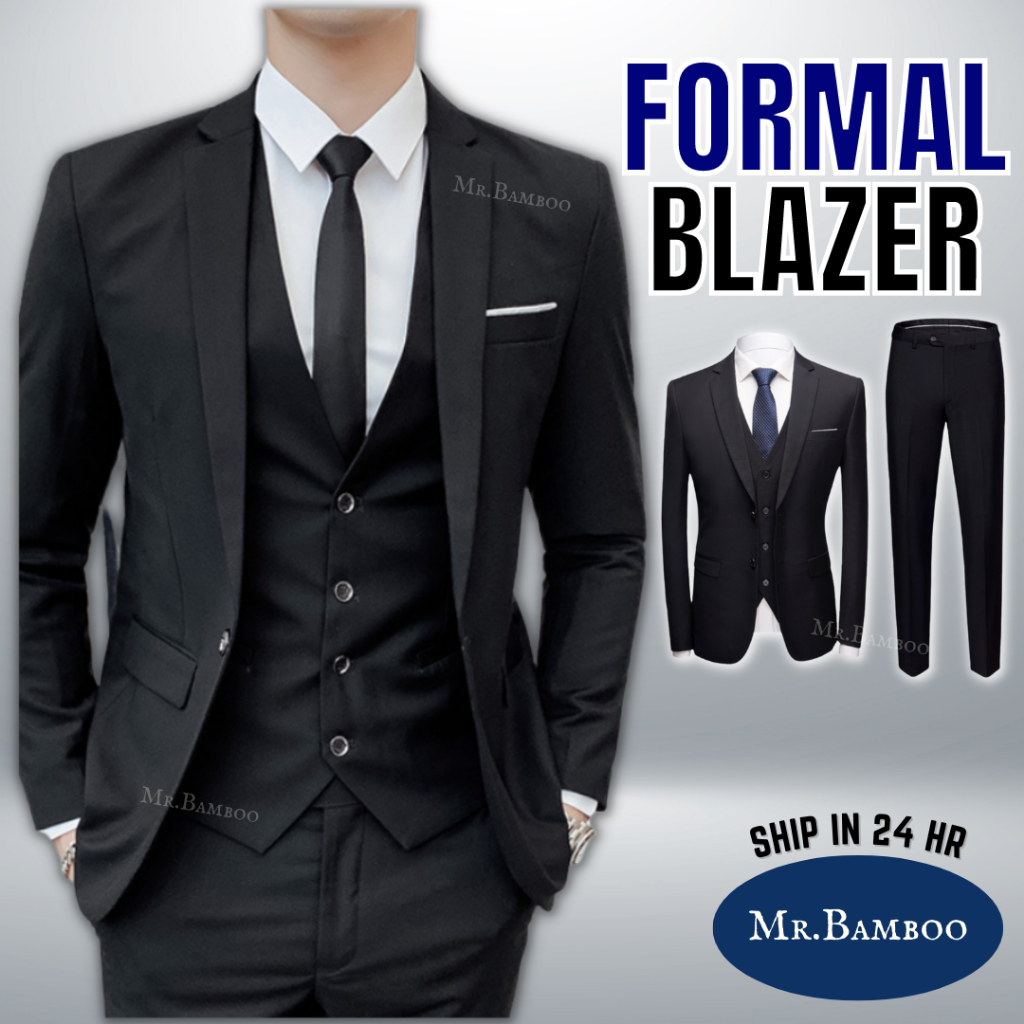 MR.BAMBOO Men Blazer Set Formal Trousers Business Outerwear Pants Office Slack Pants Jacket Suit Tuxedo FB01