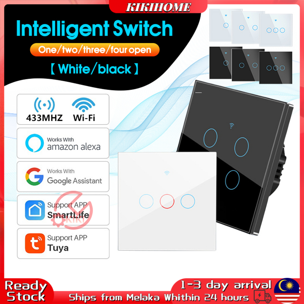 Tuya WiFi Switch With RF433 Support Smart Speaker 1/2/3/4 Gang For Alexa GoogleHome Compatible With Single Fire 智能开关
