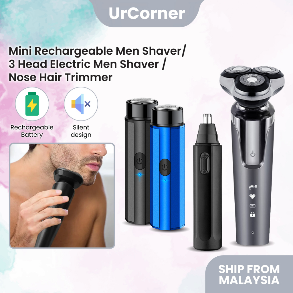 JILILAI Mini Portable Electric Shaver For Men / 3 Heads Electric Men Shaver / Nose Hair Electric Trimmer