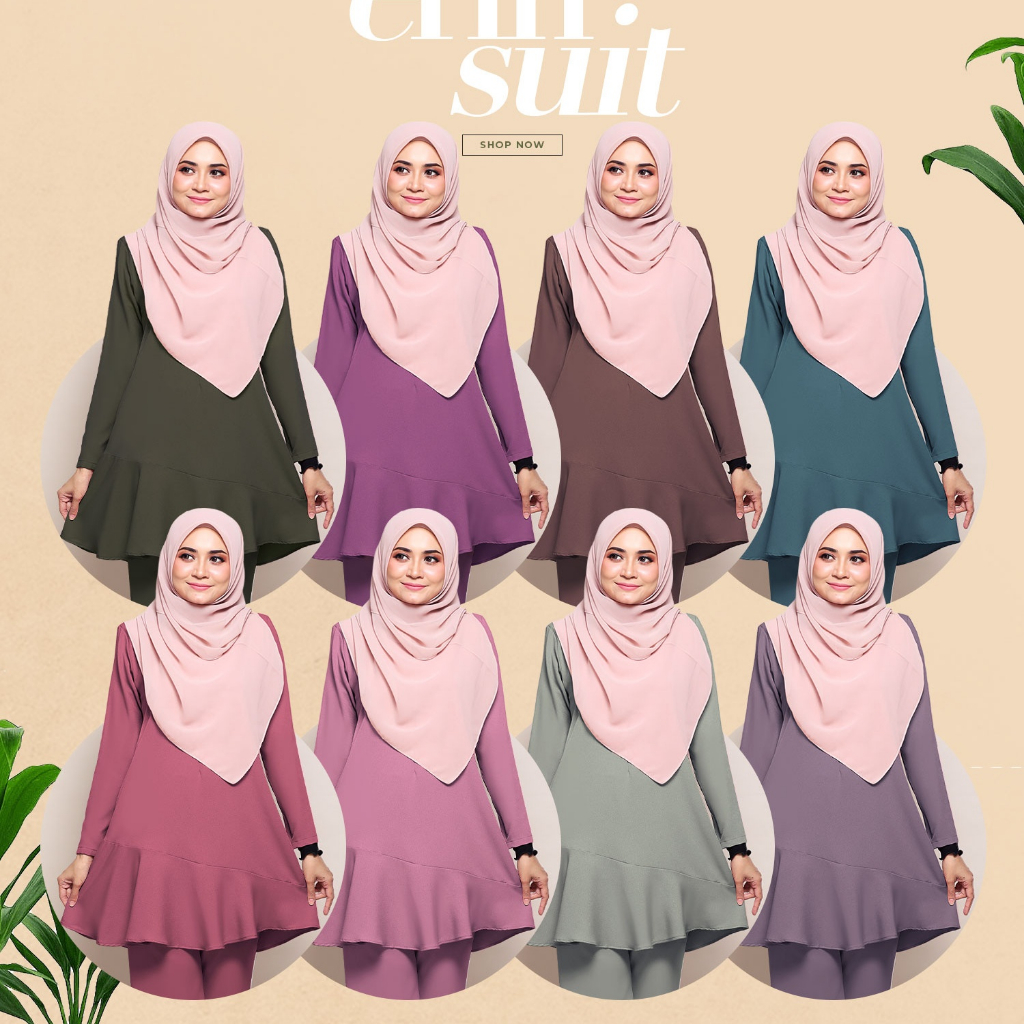 NURSAFIA ERIN SUIT, MUSLIMAH SUIT, BLOUSE + LOOSE PANTS, BLOUSE LABUH + SELUAR