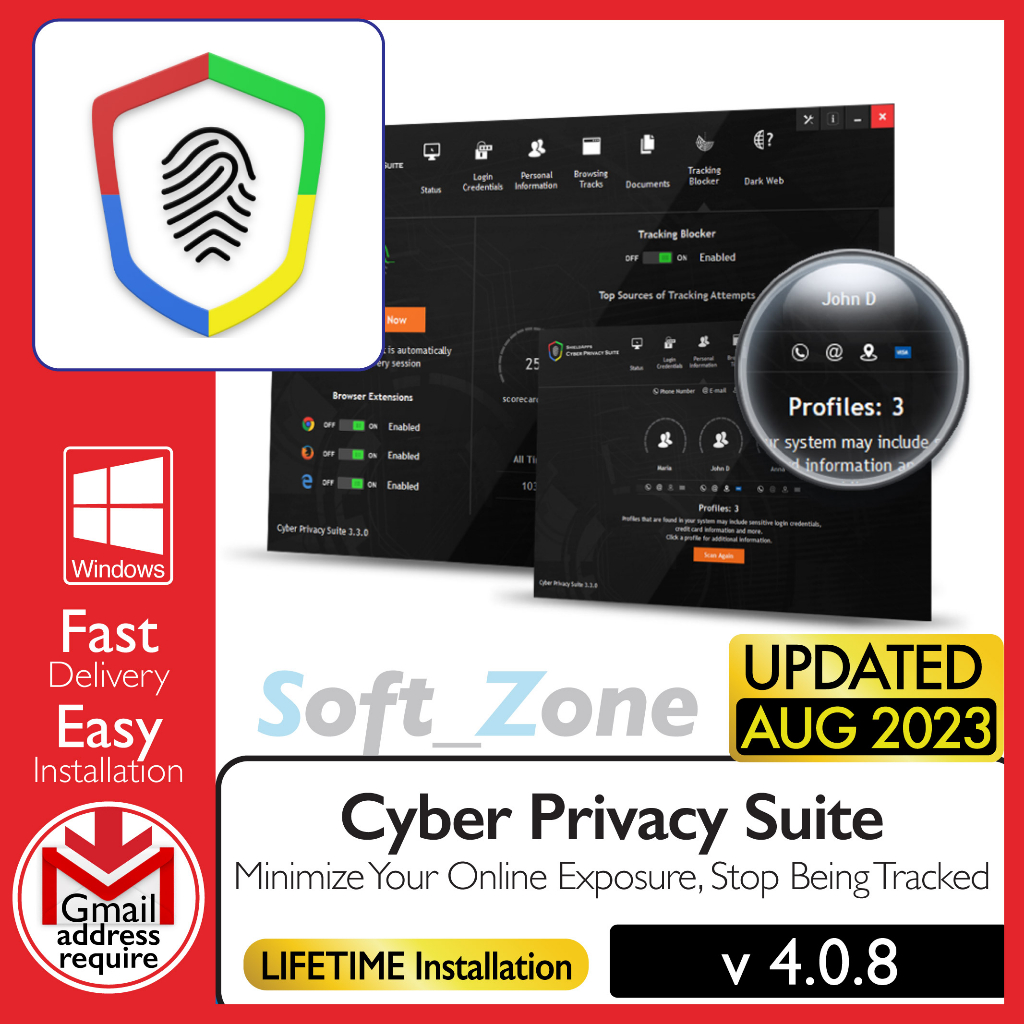 Cyber Privacy Suite 4.0.8 - Minimize Your Online Exposure, Stop Being Tracked | Windows - SOFTWARE