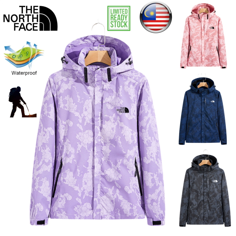 Ready Stock The North Face Unisex Men Women Camouflage Hiking Jacket Windproof Waterproof Outdoor Motorcycle Windbreaker