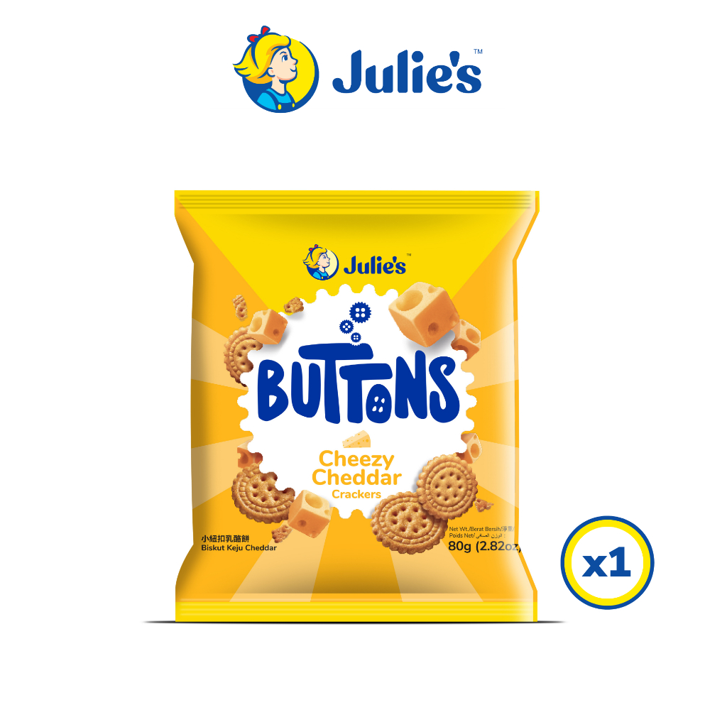 Julie's Buttons Cheezy Cheddar Crackers (80g​ x 1 Pack)