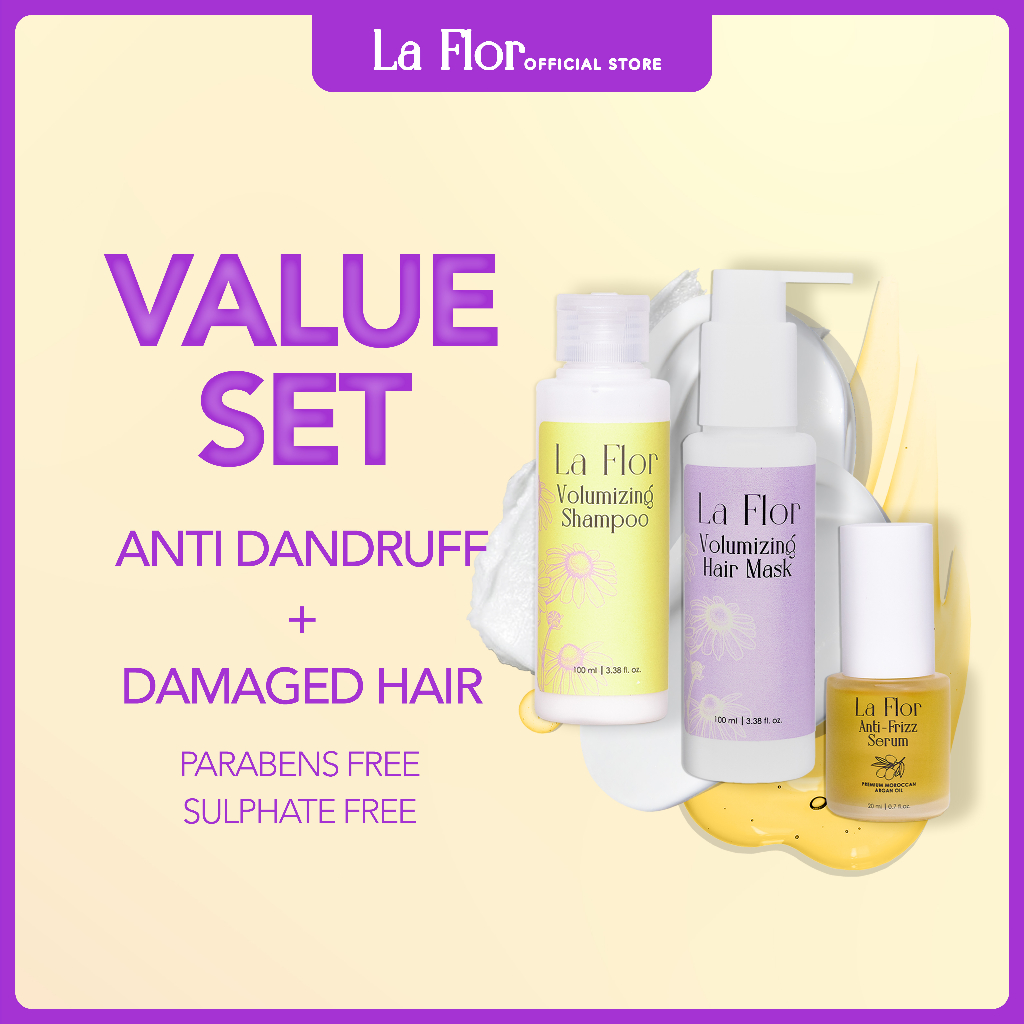 [PRE-ORDER] La Flor Volumising Hair Shampoo, Hair Mask and hair serum Anti Dandruff Anti Hair Fall