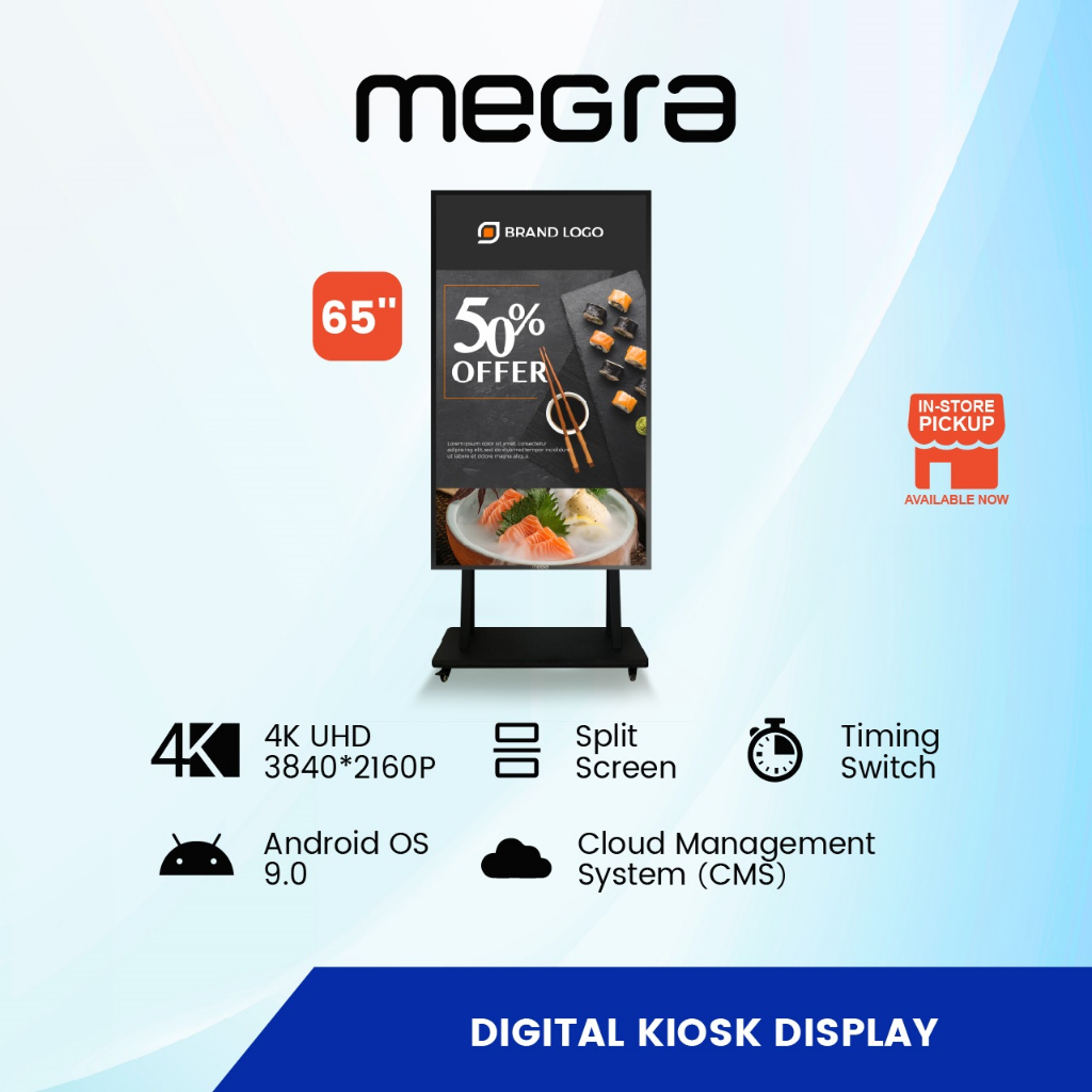 Megra Digital Kiosk Display Digital Signage Advertisement LED Standing / Wall Mounting (65")