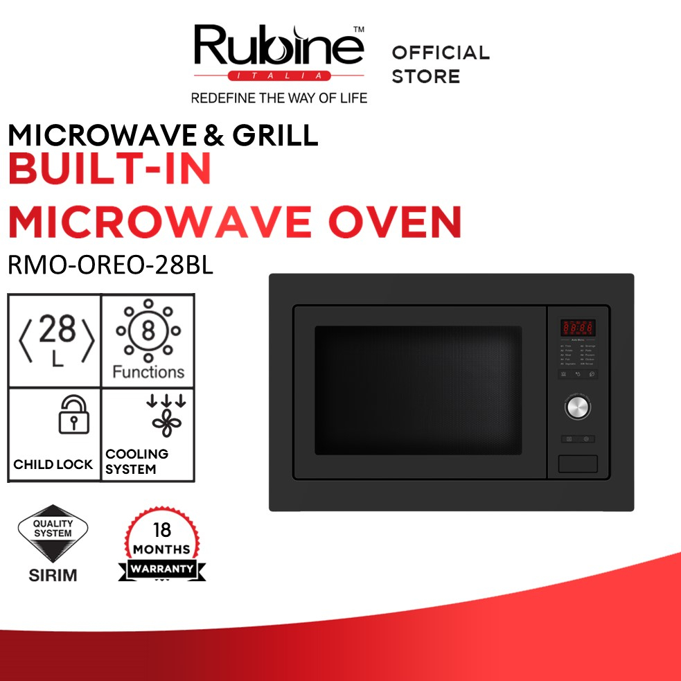 RUBINE RMO-OREO-28BL Built-in Microwave Oven With Capacity Up To (28L)