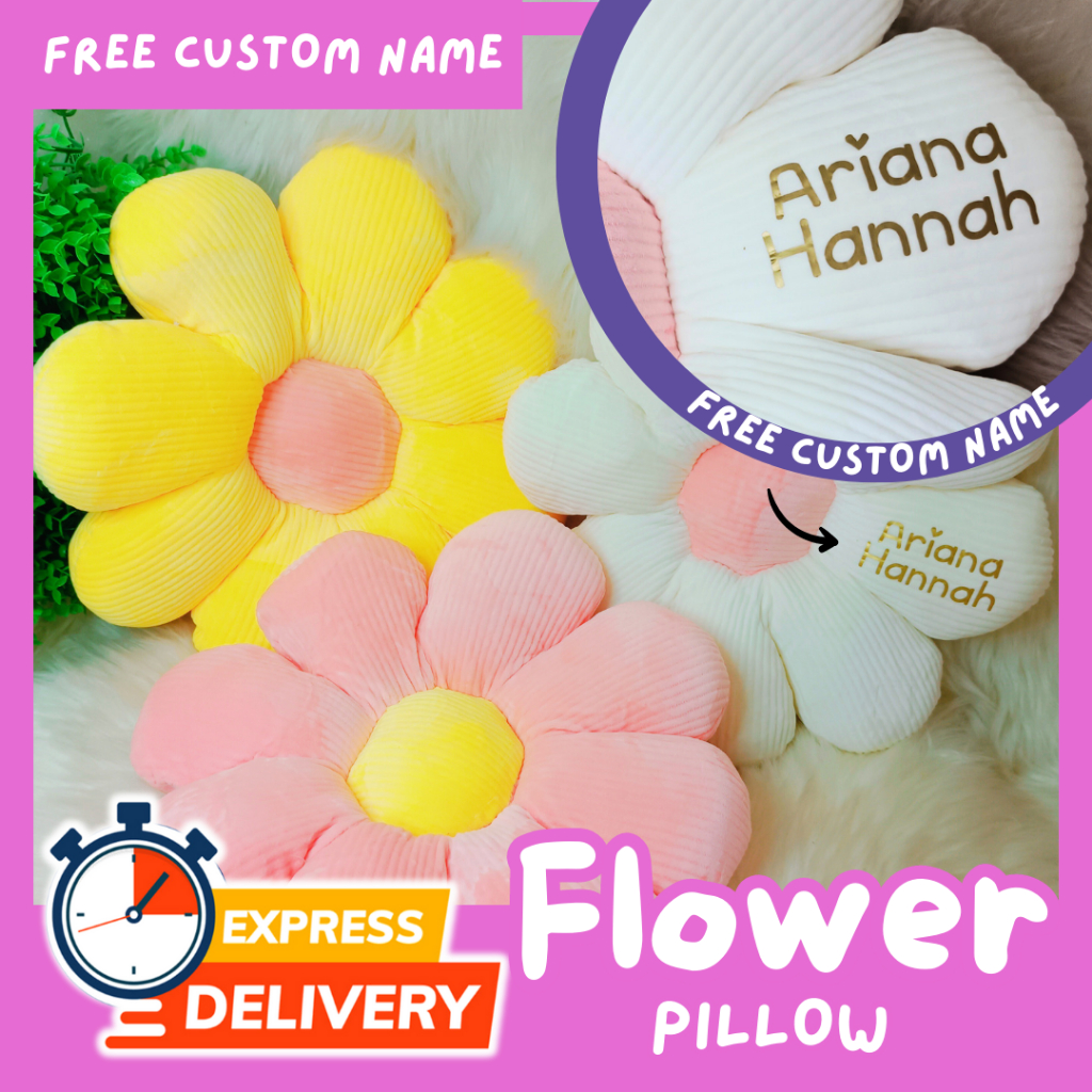 Customize Plush Daisy Flower (30cm) No Gift Box Flower Pillow Plush Toy Cushion Sofa Throw Pillow Home(Ready Stock))