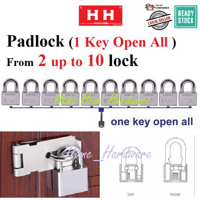 ⚠️( Brand Ramdon )( Master Key ) Heavy Duty Padlock Extra Top Security Pad Lock ; Mangga 40mm & 50mm 锁头 ~Haha Home~