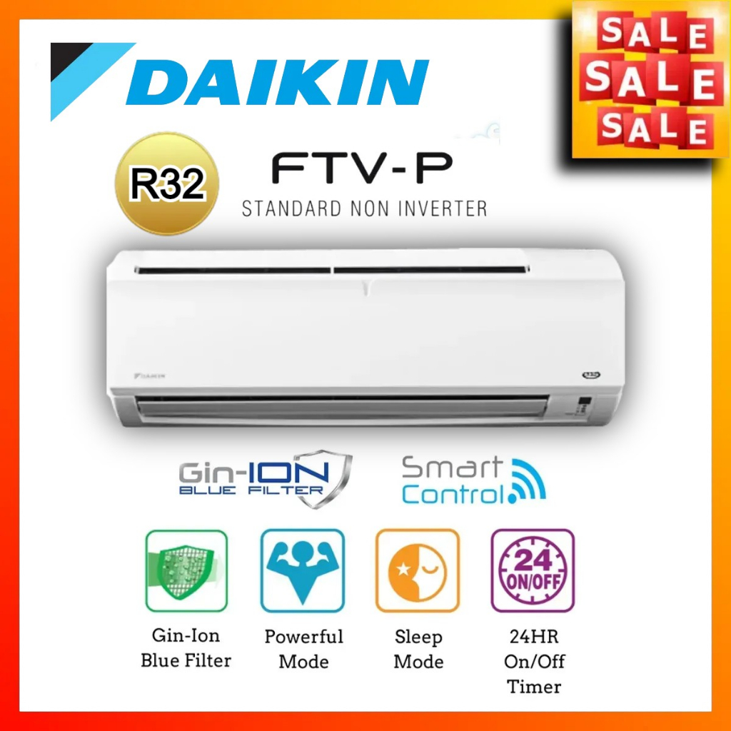 *FREE SHIP* DAIKIN 1HP / 1.5HP / 2HP / 2.5HP / 3HP Non Inverter Air Conditioner (FTV-P R32) Penghawa Dingin Aircond