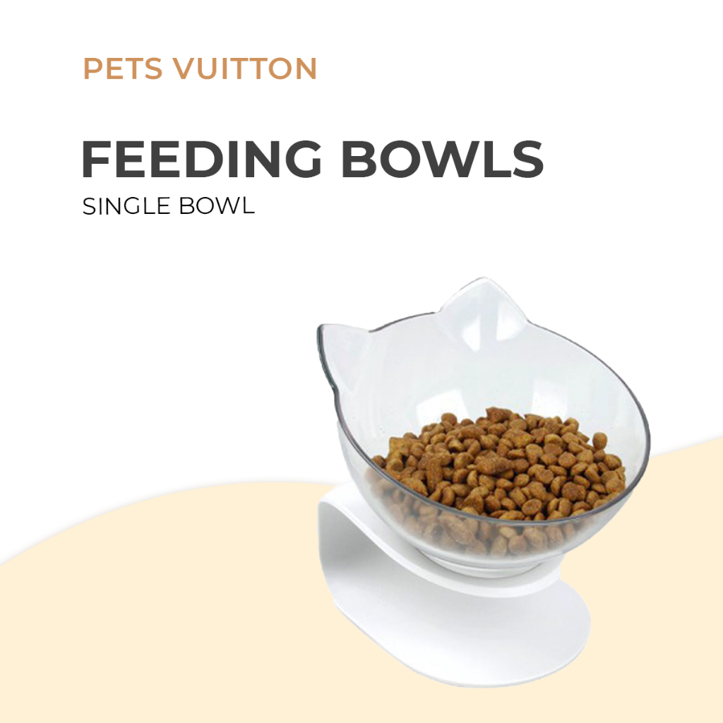 PetsVuitton Cat Feeding Bowl With Stand Bekas Mangkuk Kucing Makanan Dan Minuman