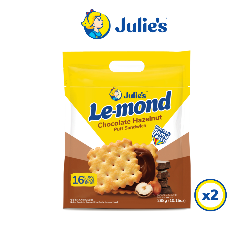 Julie's Le-mond Chocolate Hazelnut Puff Sandwich (288g x 2 Packs)