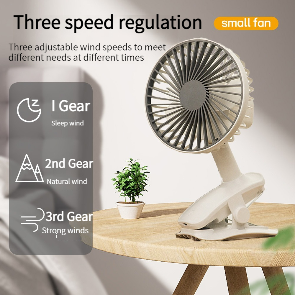 Clip Fan Mini Fan Rechargeable Small USB Table Fan Strong Wind Cooling Fan For Baby Stroller Desktop Fan