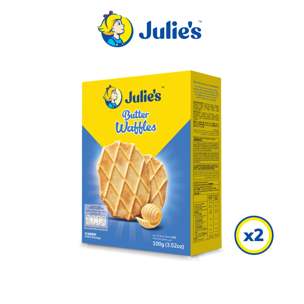 Julie's Butter Waffles (100g x 2 Packs)