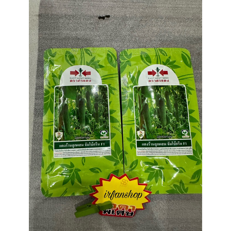 Packet 50g JUMBO GREEN F1 Biji Benih Timun Batang Besar Cap Panah Merah F1 Hybrid Cucumber Seeds East West Seed Thailand