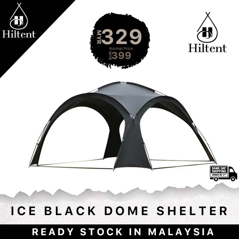 THE HILTENT DOME SHELTER BLACK TENT WITH SILVER COATING