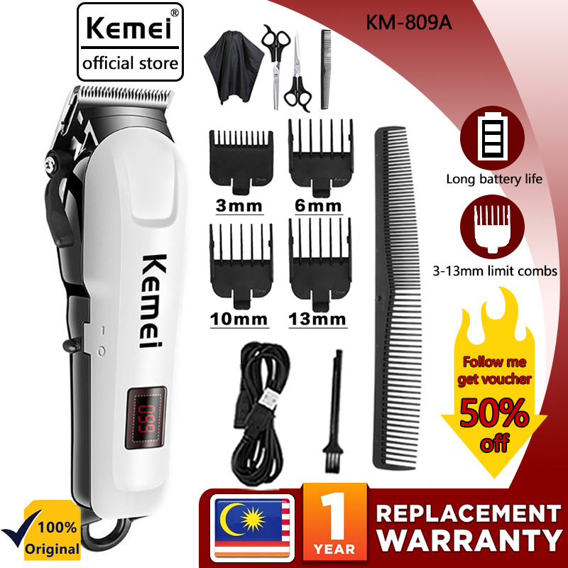 Kemei KM-809A Electric Hair Clipper Hair Cutting maching Wireless Trimmer Men Professional clipper machine rechargeable