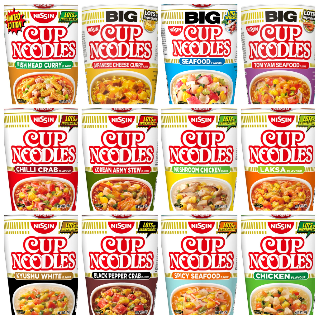 Nissin Instant Cup Noodles [ Tomyam Seafood / Chicken / Seafood / Laksa / Kyushu White / Spicy Seafood / Mushroom ... ]