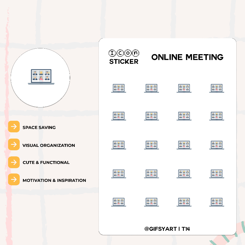 Laptop Online Meeting Tiny Icon Sticker Bujo Sticker Planner Sticker - T14