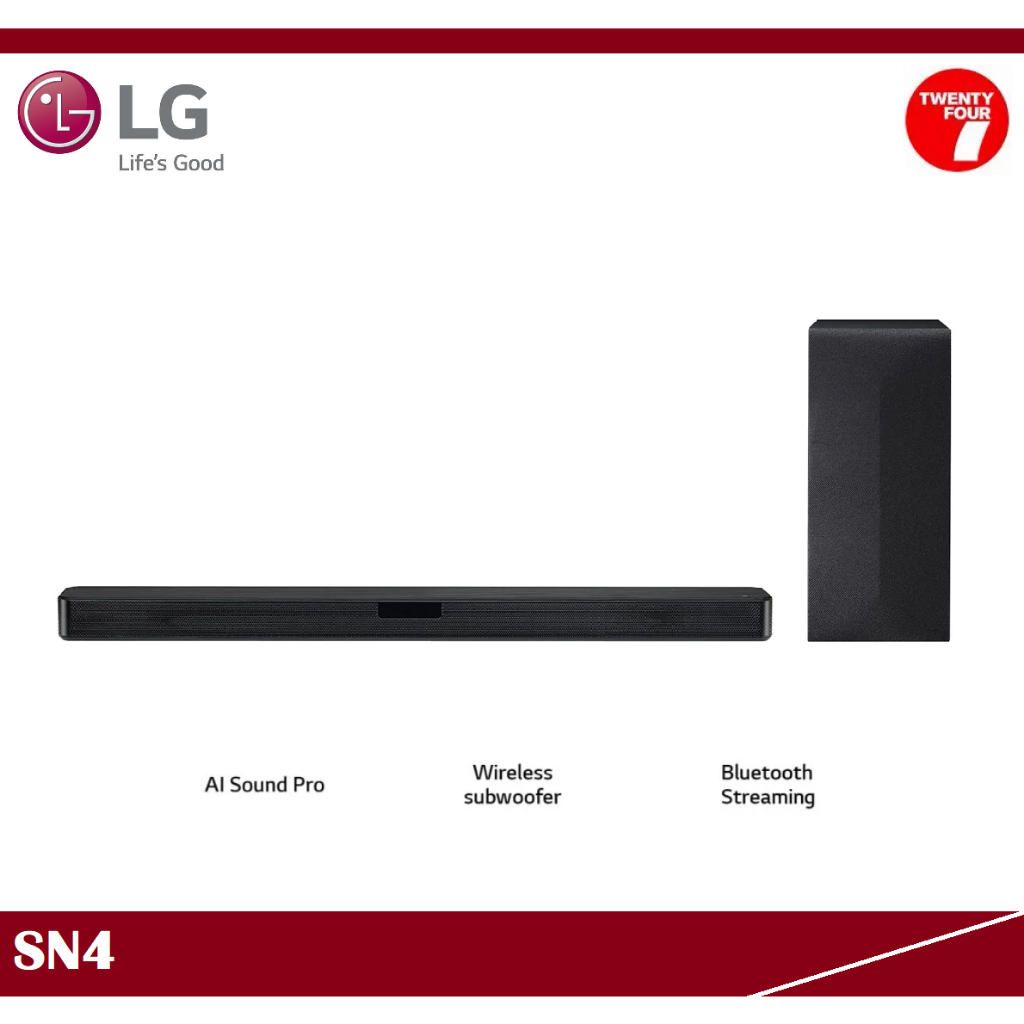 LG SN4 300W 2.1ch Sound Bar with Wireless Subwoofer SN4