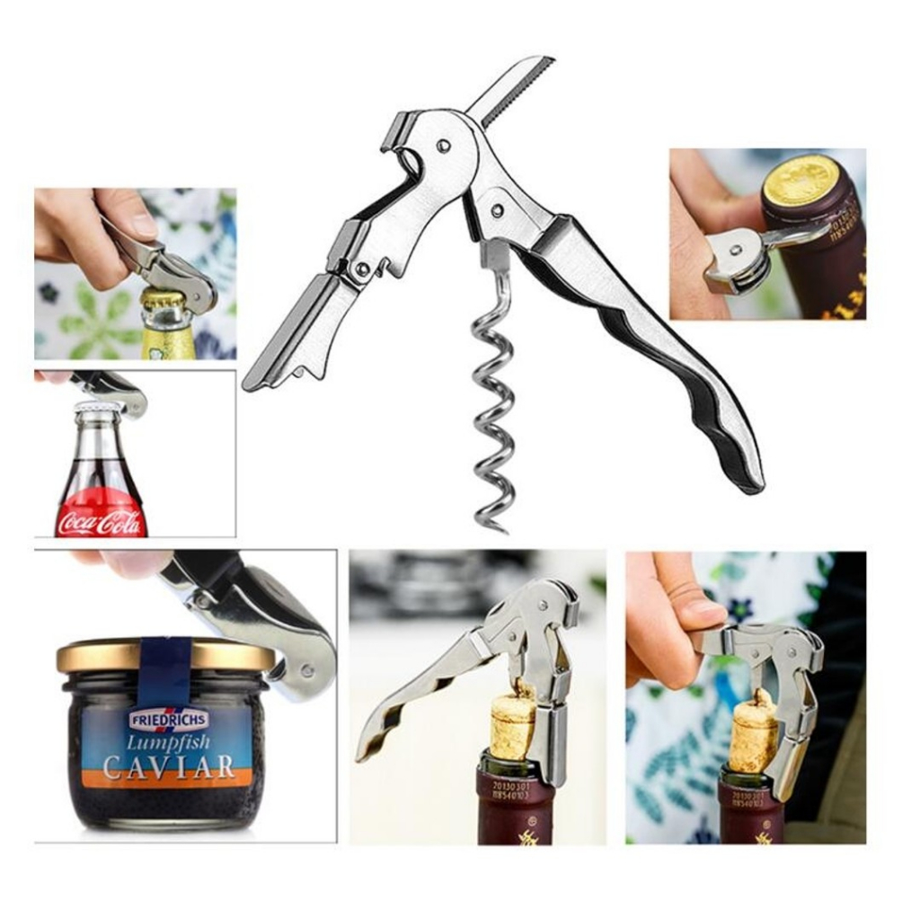 Wine Corkscrew Stainless Steel Bottle Opener Knife Pull Tap Double Hinged Corkscrew Creative Multi Tool Corkscrew Wine B