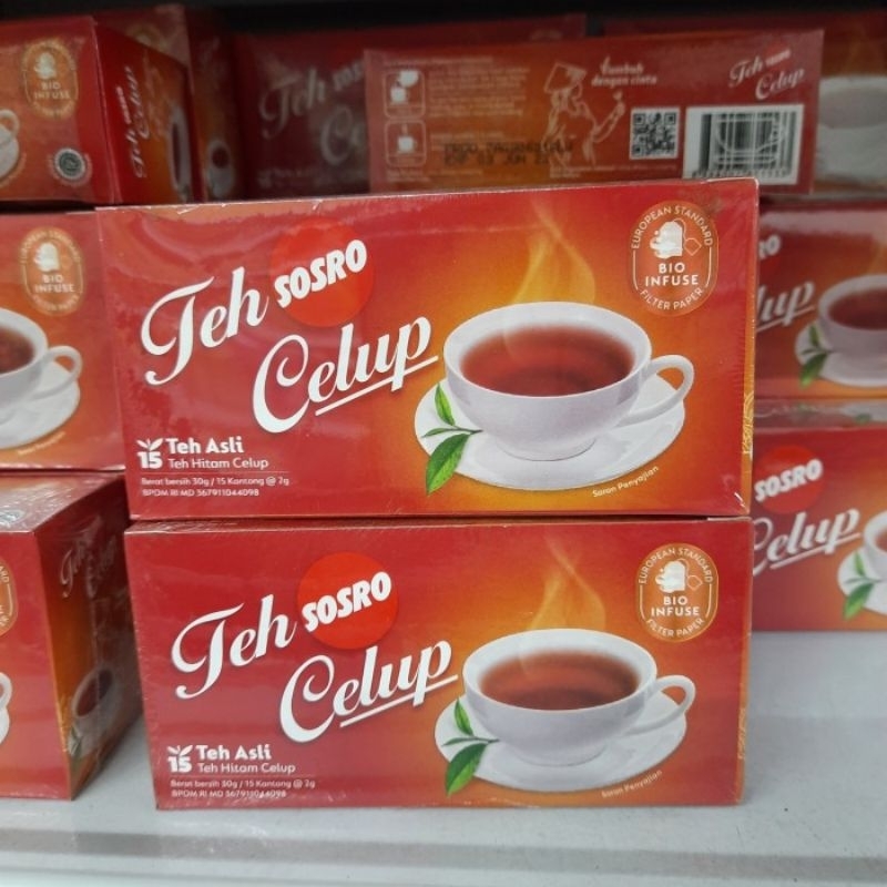 Teh Celup Sosro Teh Hitam Celup terdapat isi 15, 25, 30 dan 50 kantong