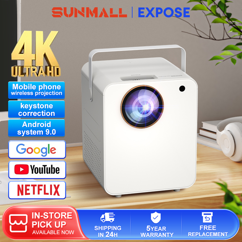 New Smart Projector Mini For Phone Android 9.0 HD 1080P 4K WiFi LED Protable Wireless Built -in Netflix/YouTube