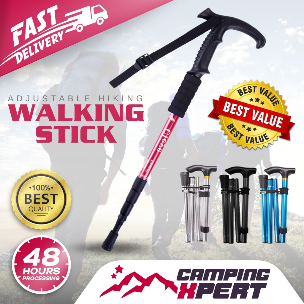Adjustable Hiking Waling Stick Anti-Shock Lighweight Adventure Ergonomic Tongkat Mendaki Bukit 登山杖 ( AD33-S / S3337 )